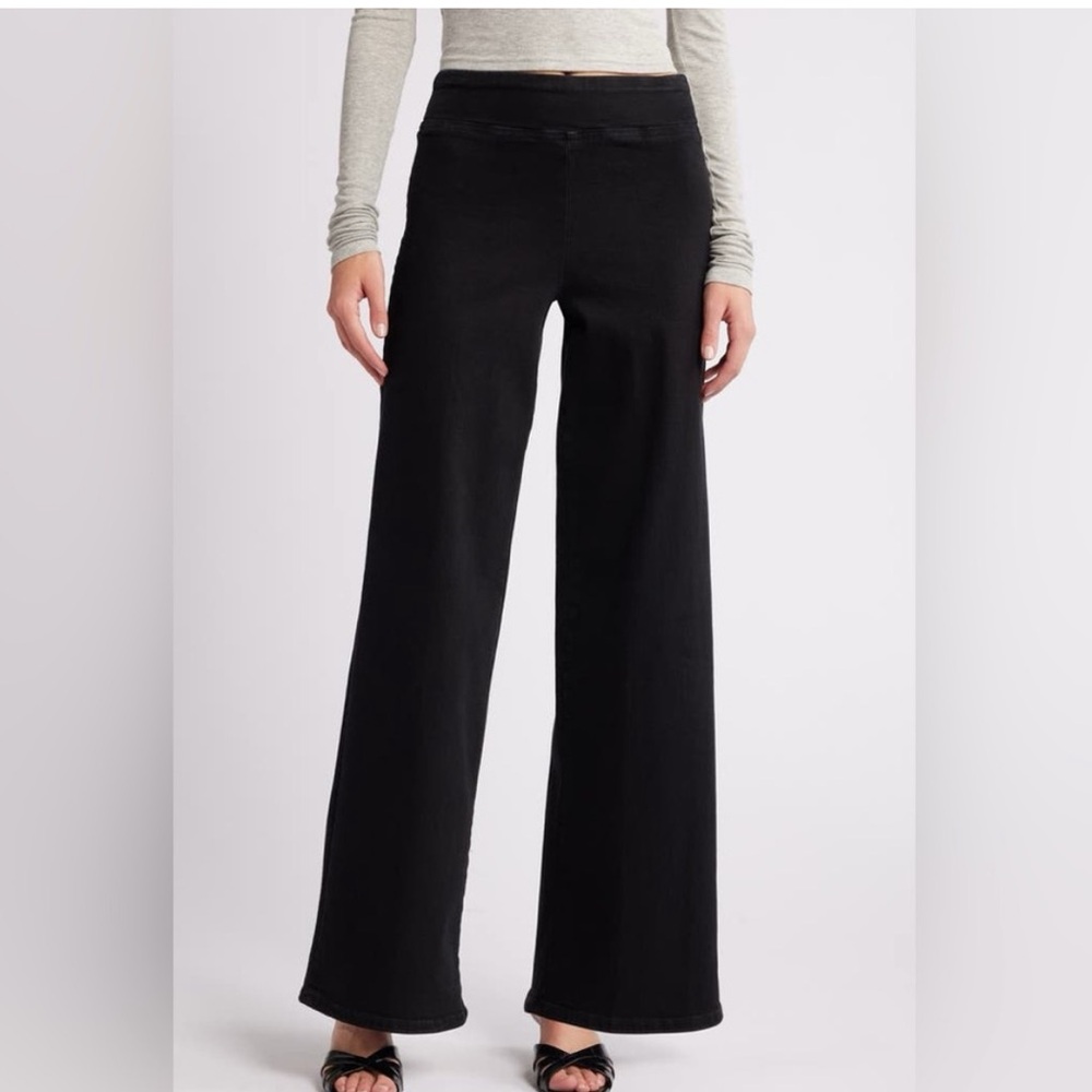 Frame Jetset Slim Palazzo in Sheen Noir, Size 1 1569
